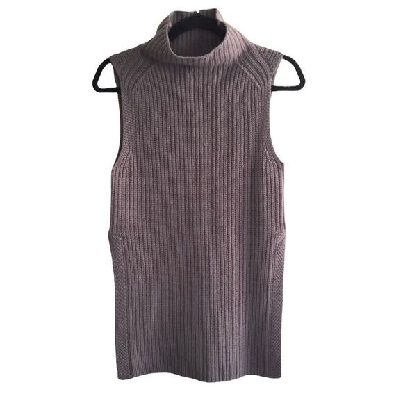 ARITZIA Durandal Wool Cowl Neck Sleeveless Tunic Sweater Slits Grey Purple XS - Picture 1 of 3